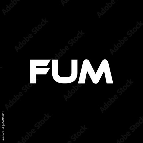 FUM letter logo design with black background in illustrator, vector logo modern alphabet font overlap style. calligraphy designs for logo, Poster, Invitation, etc.