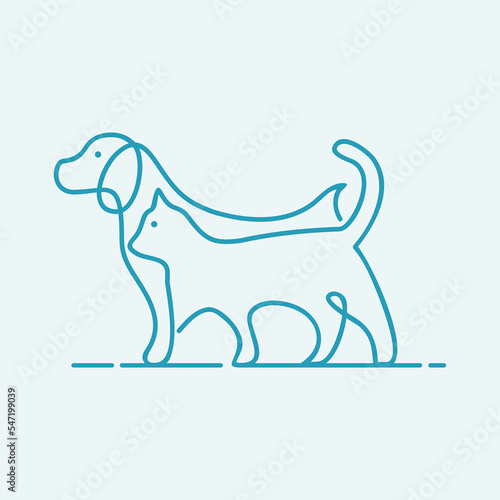 Simple illustration logo of dog with cat