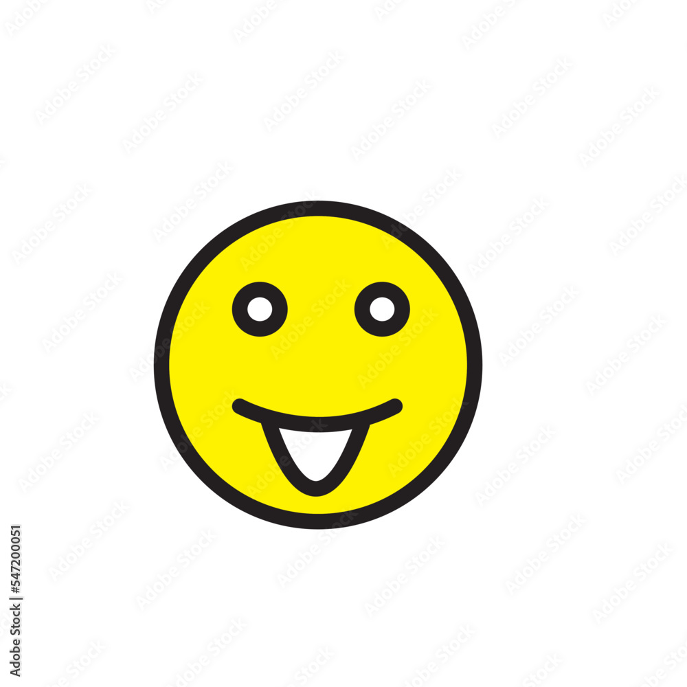 Fototapeta premium Emoticon smile flat style illustration