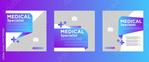 Medical and healthcare square banner template design. White background with shapes. Perfect for social media posts, and web ads.