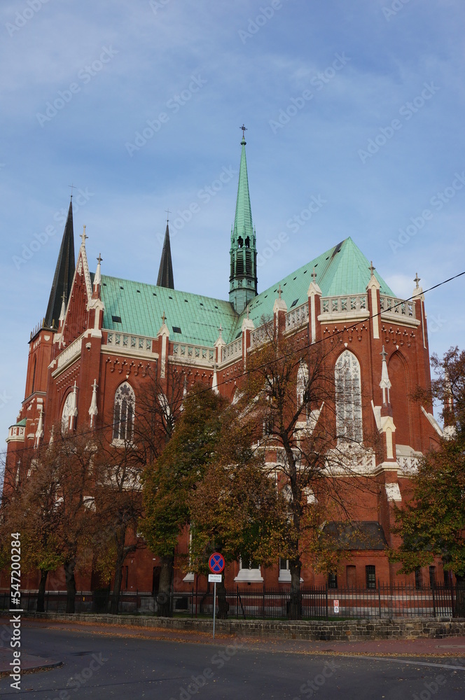 Rear view of Cathedral Basilica of the Holy Family (Bazylika archikatedralna Swietej Rodziny). Czestochowa, Poland.
