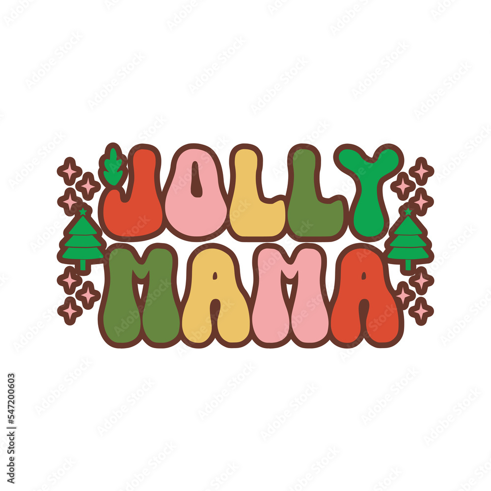 Jolly Mama Shirt, Christmas Retro T-Shirt Design Jolly Mama Shirt, Christmas Retro T-Shirt Design