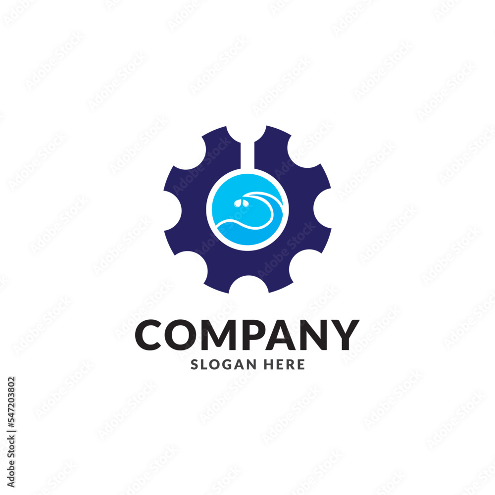 Water equipment and gear logo design template vector illustration.