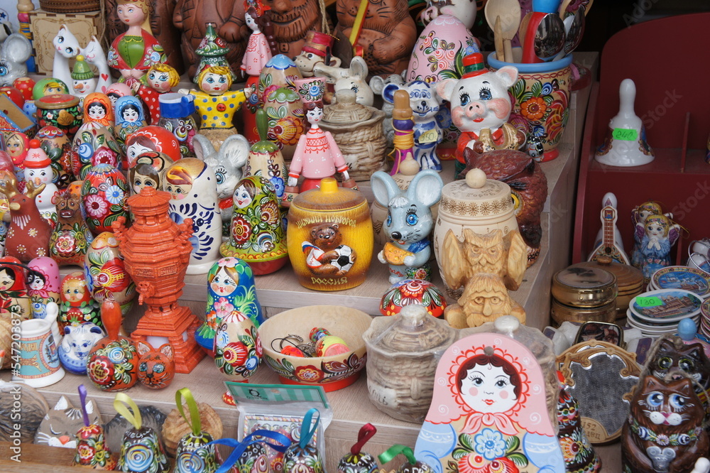 Works of local artisans in the provincial town of Gorodets Works of local artisans in the provincial town of Gorodets