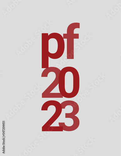 PF 2022. Pour féliciter 2023. New year 2023 greetings card. Christmas 2023 greetings minimalist card typography.