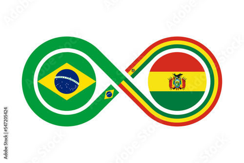 unity concept. brazil and bolivia flags. vector illustration isolated on white background