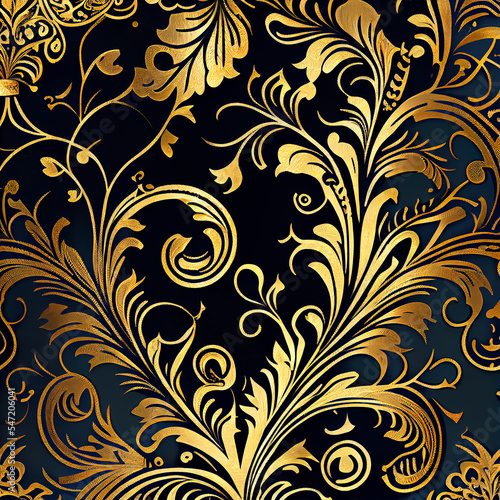 Black and Gold floral pattern
