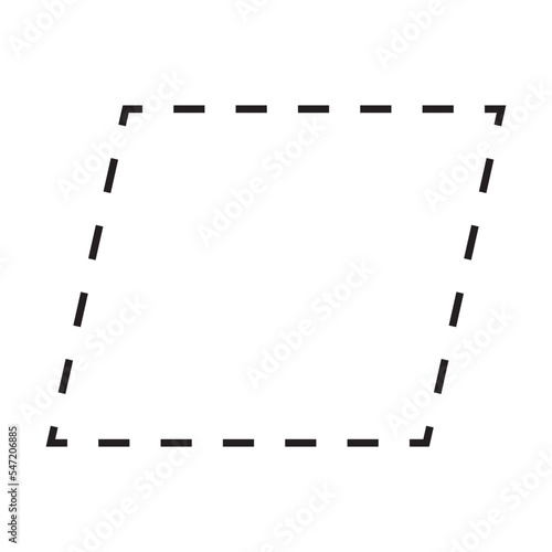Parallelogram shape dashed symbol vector icon for creative graphic design ui element in a pictogram illustration