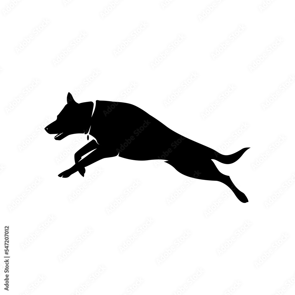 K-9 dog jumping running silhouette graphic K-9 dog jumping running silhouette graphic