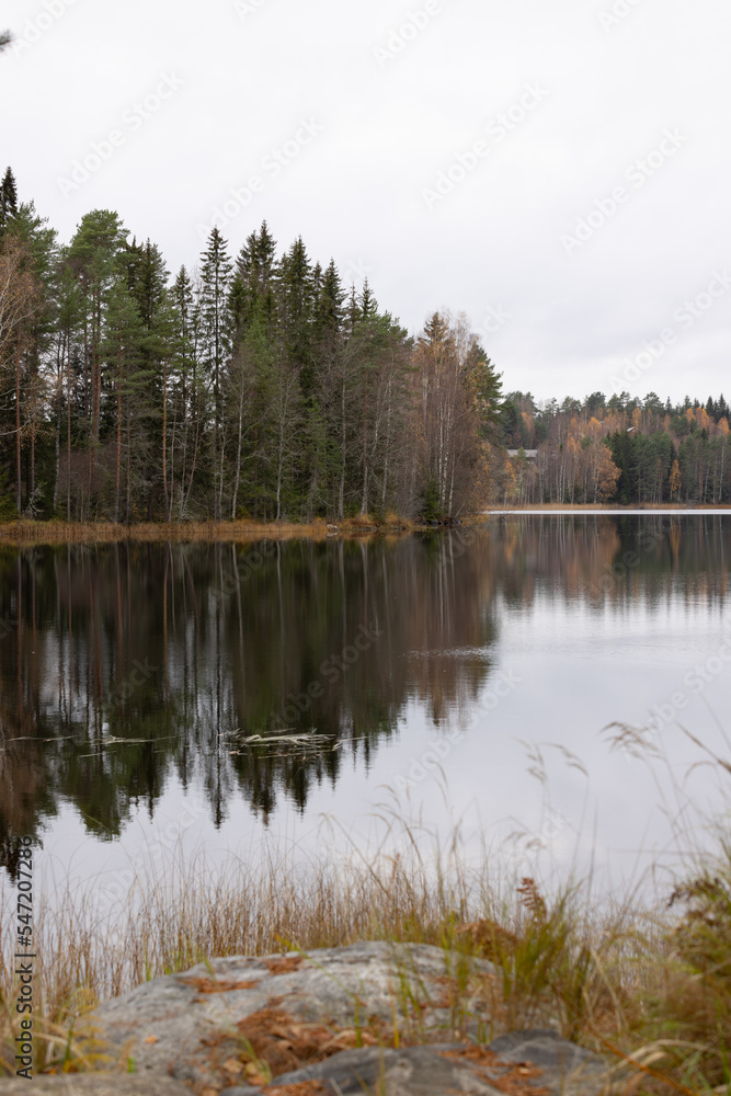 Late autumn lake view in Eastern Finland