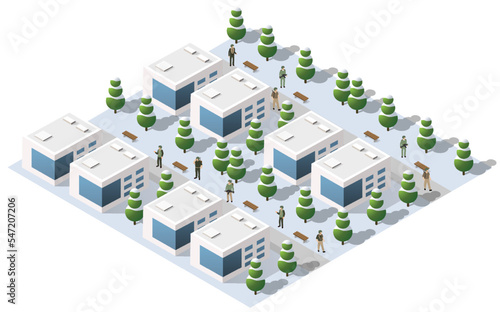 New Year Christmas 3d house in the winter forest. Isometric city