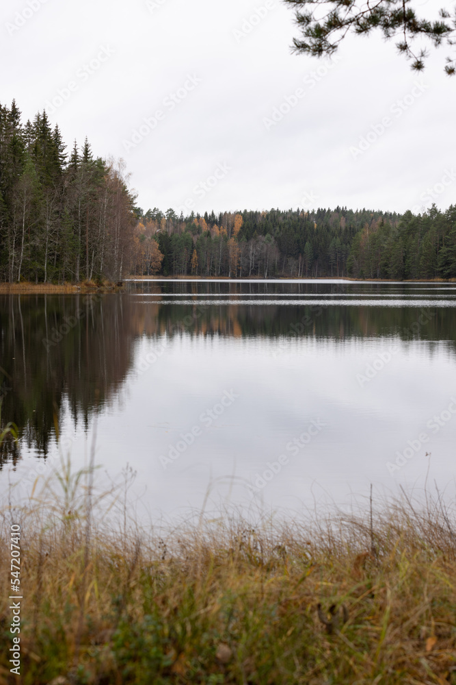 Late autumn lake view in Eastern Finland