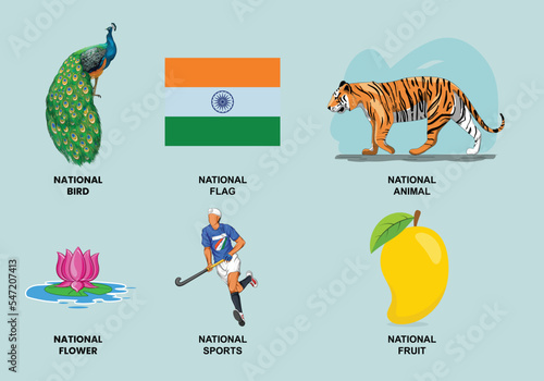 SET OF NATIONAL SYMBOLS OF INDIA
