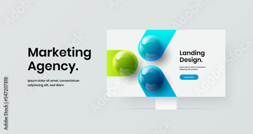 Premium computer monitor mockup site screen template. Modern web banner vector design layout.
