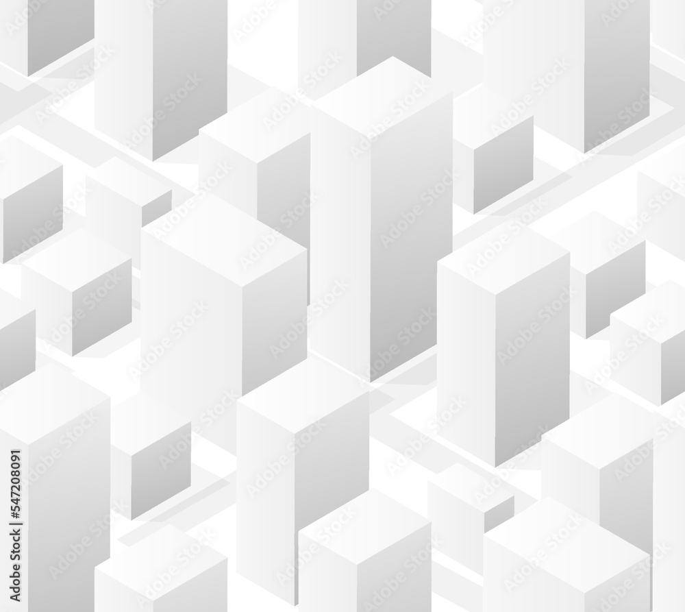 A vector isometric illustration of a white city seamless tile street buildings A vector isometric illustration of a white city seamless tile street buildings