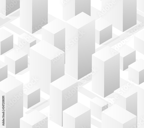 A vector isometric illustration of a white city seamless tile street buildings