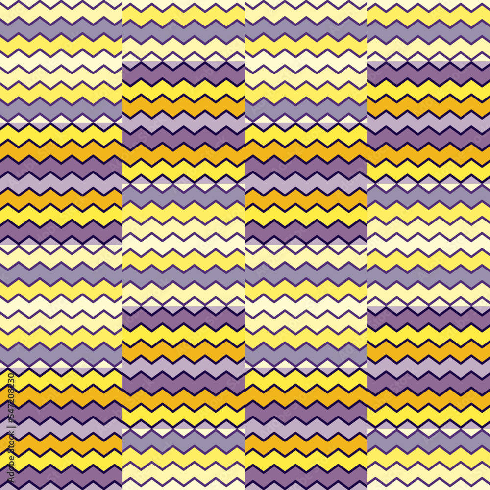 Zig zag stripes seamless pattern. Hand drawn wave lines mosaic ornament. Zig zag stripes seamless pattern. Hand drawn wave lines mosaic ornament.