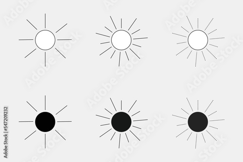 sun line art vector illustration isolated on white background.