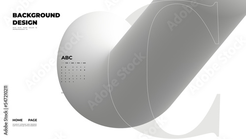 Abstract web page, homepage, landing page concept. Strict and discreet background. Type and 3D shapes.	