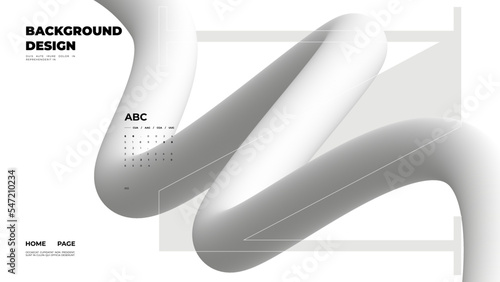 Abstract web page, homepage, landing page concept. Strict and discreet background. Type and 3D shapes.	