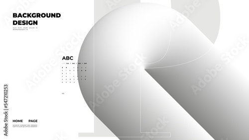 Abstract web page, homepage, landing page concept. Strict and discreet background. Type and 3D shapes.	