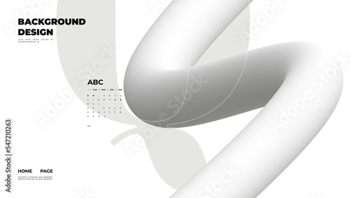 Abstract web page, homepage, landing page concept. Strict and discreet background. Type and 3D shapes.	