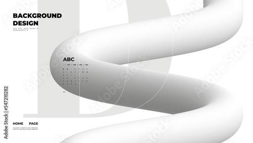 Abstract web page, homepage, landing page concept. Strict and discreet background. Type and 3D shapes.	