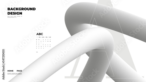 Abstract web page, homepage, landing page concept. Strict and discreet background. Type and 3D shapes.	