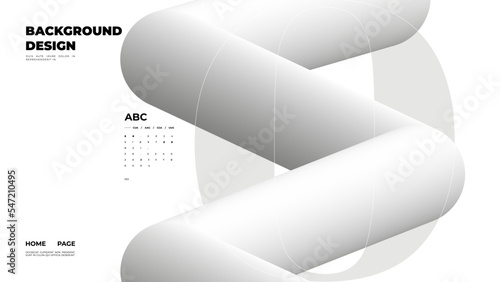 Abstract web page, homepage, landing page concept. Strict and discreet background. Type and 3D shapes.	