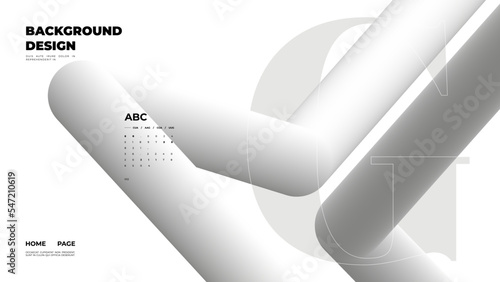 Abstract web page, homepage, landing page concept. Strict and discreet background. Type and 3D shapes.	