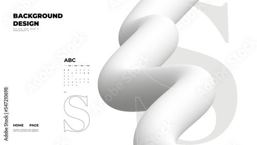 Abstract web page, homepage, landing page concept. Strict and discreet background. Type and 3D shapes.	