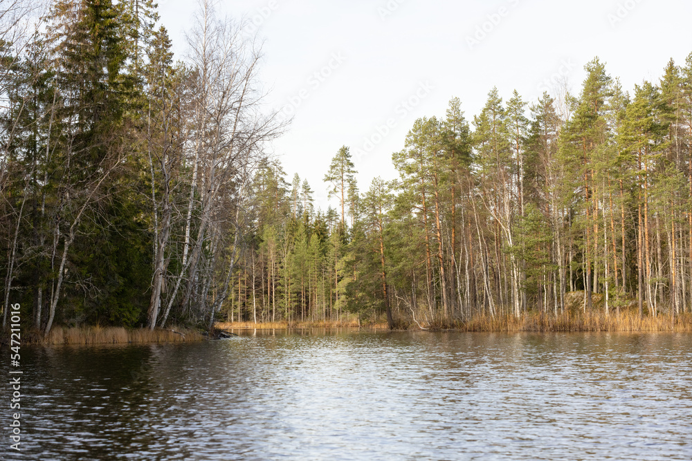 Late autumn lake view in Eastern Finland