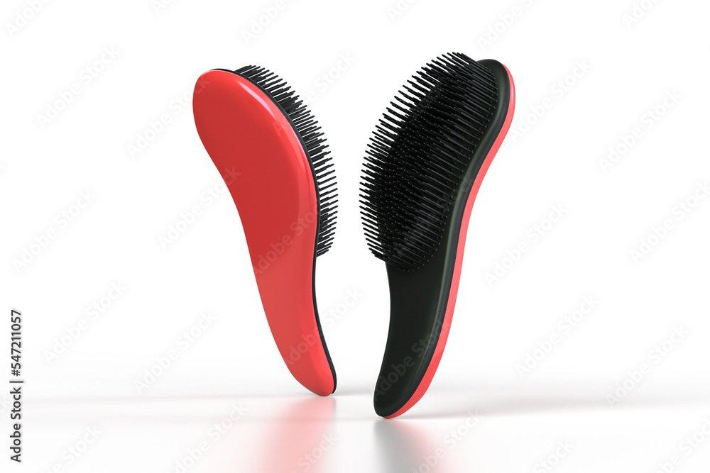 Red hair brush 3d render on transparent background Red hair brush 3d render on transparent background