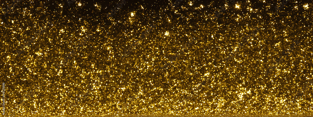 Glitter gold confetti shiny sparkle with luxury light glow on blur 3D. Happy New Year and Christmas holidays party celebration greeting card or beautiful wallpaper 8K Glitter gold confetti shiny sparkle with luxury light glow on blur 3D. Happy New Year and Christmas holidays party celebration greeting card or beautiful wallpaper 8K