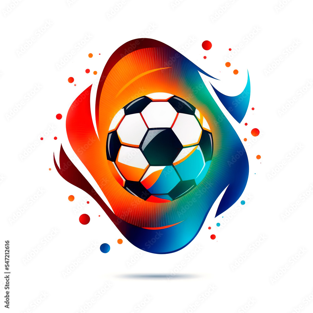 Soccer ball Logo Football sport team club league logo with soccer football on white background. illustration, isolate. Poster, Print on t-shirt, Flags. Logo for the football club.