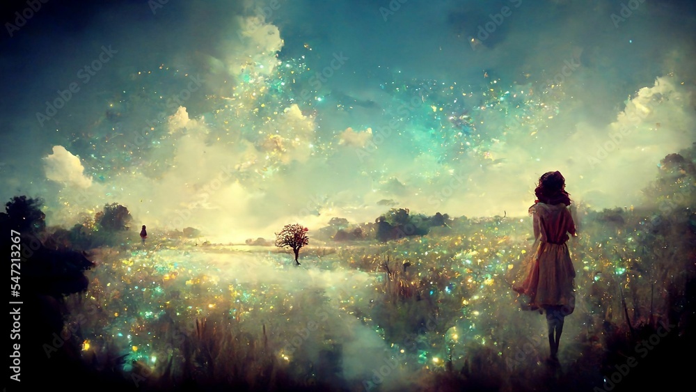 Obraz premium Every moment is a fresh beginning ethereal happy landscape v4