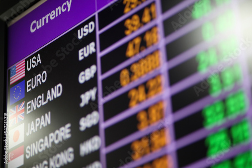 фотографія currency exchange rate board on digital display