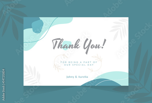 Thank you for purchase card with hand drawn flower abstract shape background template