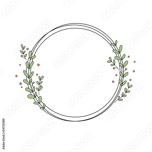 Round frame with flowers. Floral background with place for your text