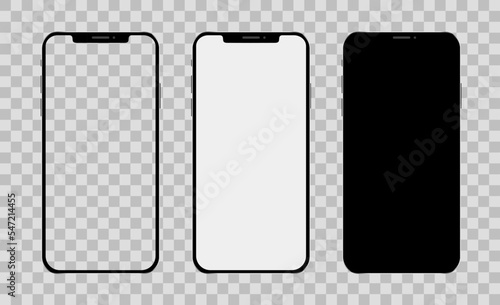 Mockup Iphone 10, 10s, 11, 11pro, and new iphone 12, 12pro, 12. 13, 13 pro max. Mobile Phone mockup. Smartphone screen white black and transparent. Smartphone mockup collection. photo