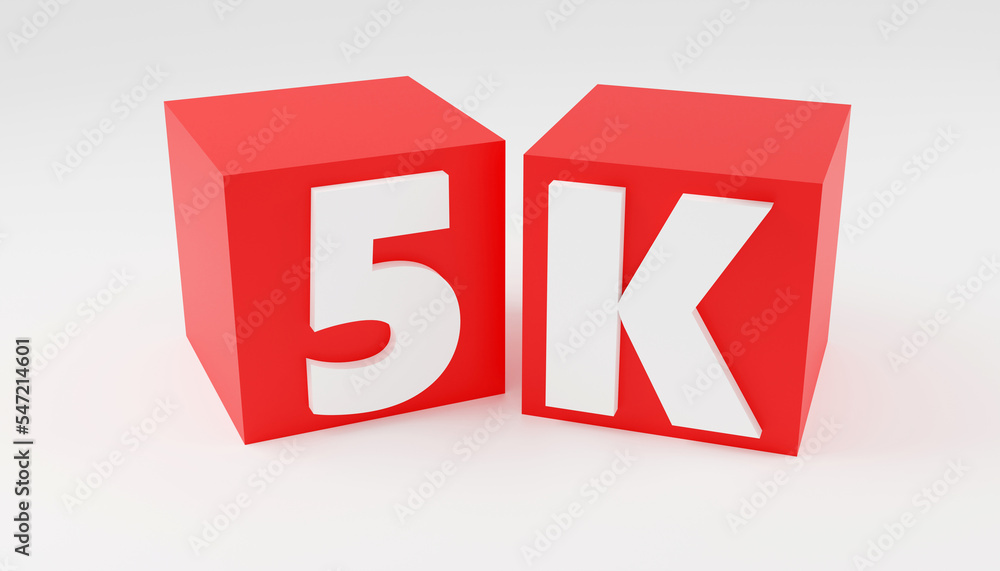 Sign 5k online internet media blog followers 3D render illustration Sign 5k online internet media blog followers 3D render illustration
