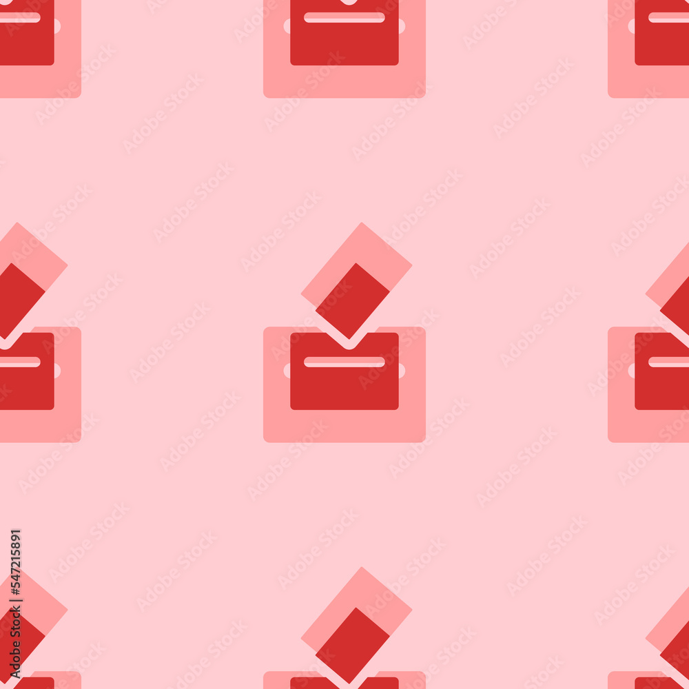 Seamless pattern of large isolated red vote symbols. The elements are evenly spaced. Vector illustration on light red background Seamless pattern of large isolated red vote symbols. The elements are evenly spaced. Vector illustration on light red background