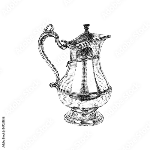 Vintage coffee pitcher hand-drawn illustration