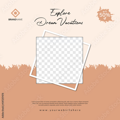Travel and tourism tour instagram post banner or social media post template