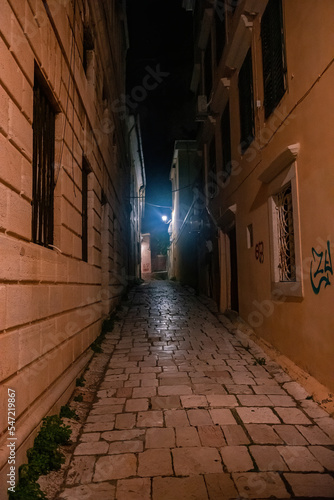 CORFU, GREECE - December 10, 2021: Corfu town is decorated for Christmas. view in corfu town,Greece.