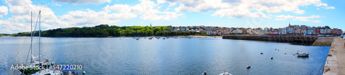 panoramic view of the famous fishing port of Rosmeur, near the beautiful town of Douarnenez in the Finistere department of Brittany © Mariedofra