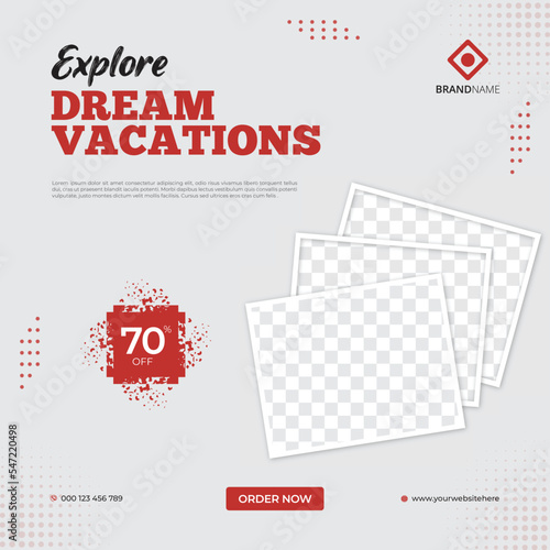 Travel and tourism tour instagram post banner or social media post template