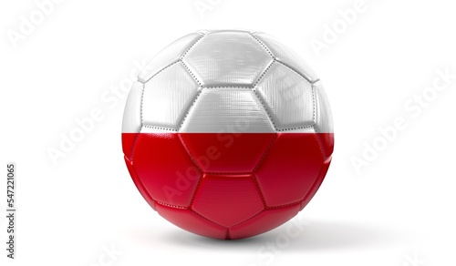 Soccer ball with national flag of Poland - 3D illustration