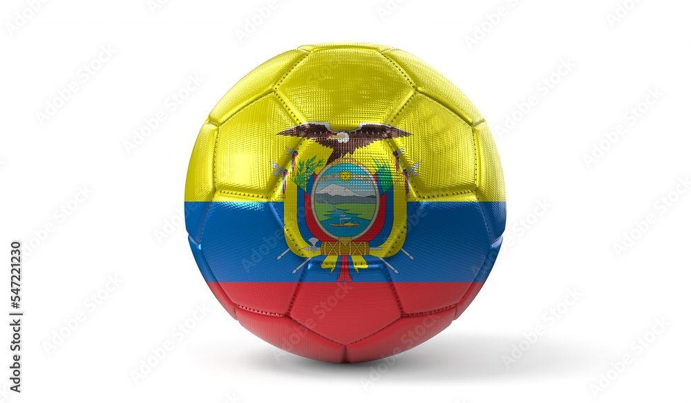 Fototapeta premium Soccer ball with national flag of Ecuador - 3D illustration