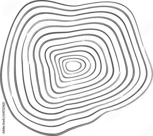 Tree rings organic pattern. Topography line circle. Nature wavy contour shape. Topographic icon.